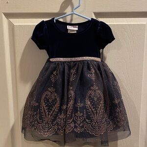 Ralph Lauren Midnight Blue Dress with Metallic Embroidery
828